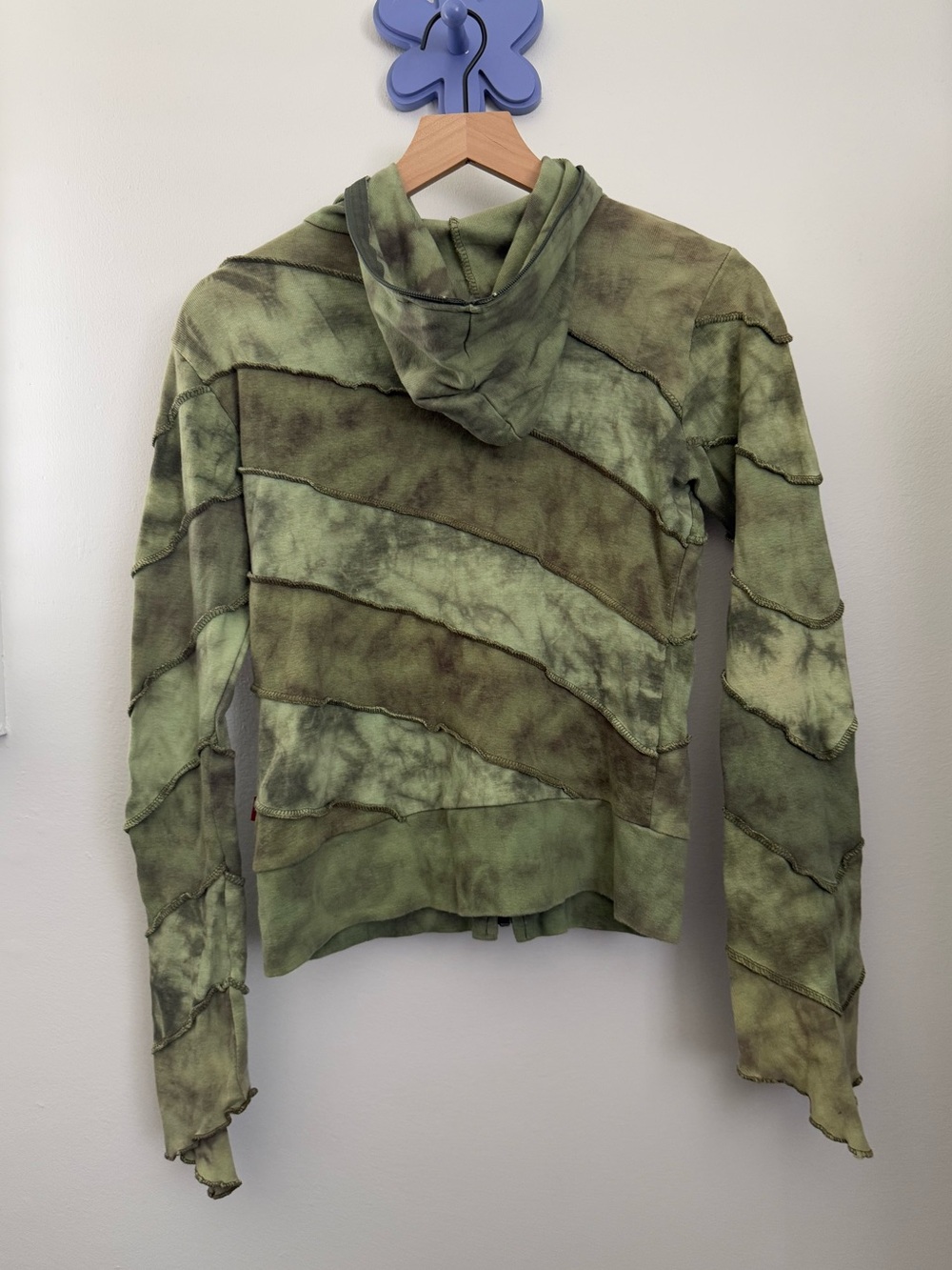 90s Y2K Grunge Full Zip Hoodie Green Forest Goblin Small/Medium Streetwear - Picture 5 of 9